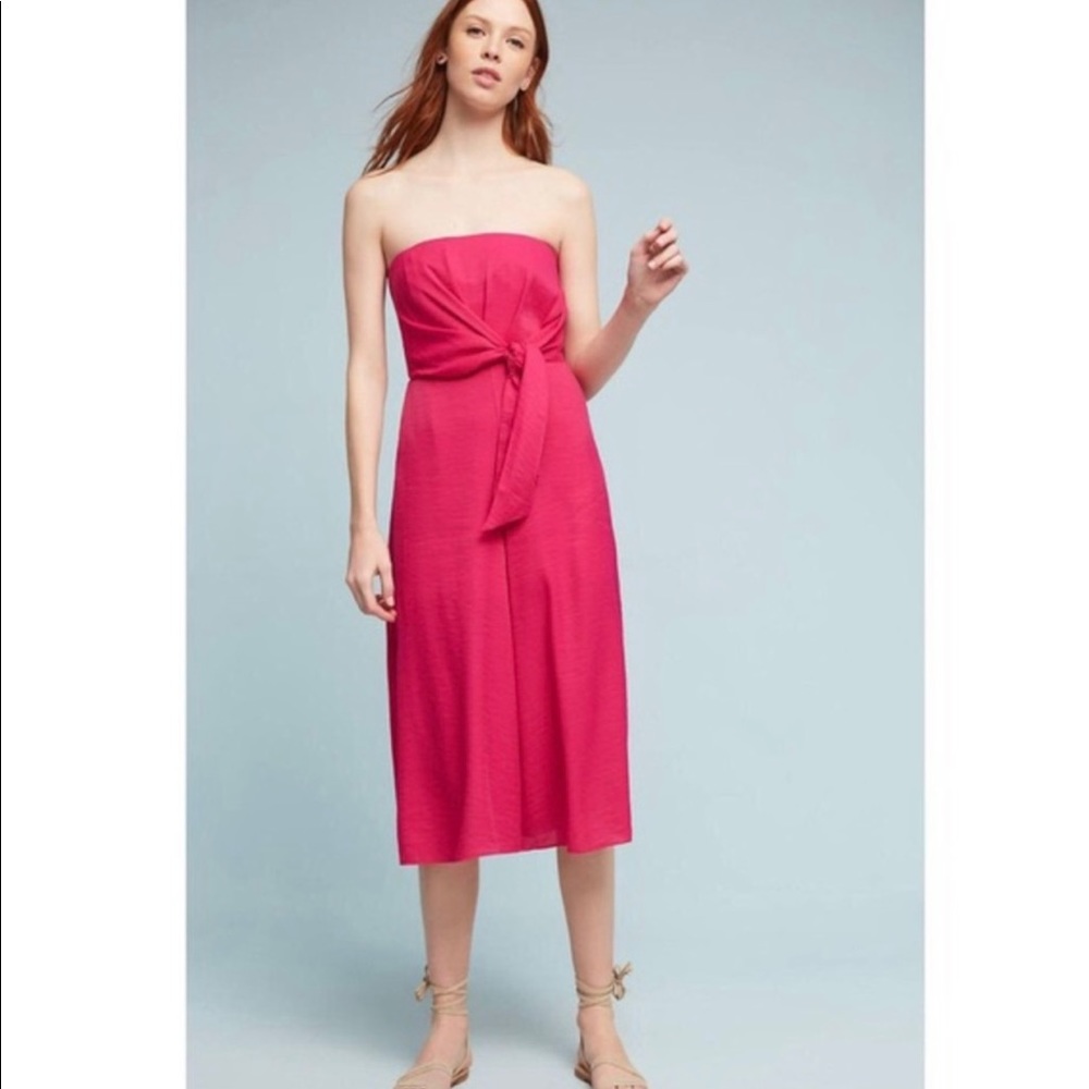 Maeve Hot Pink Strapless Jumpsuit Size 12